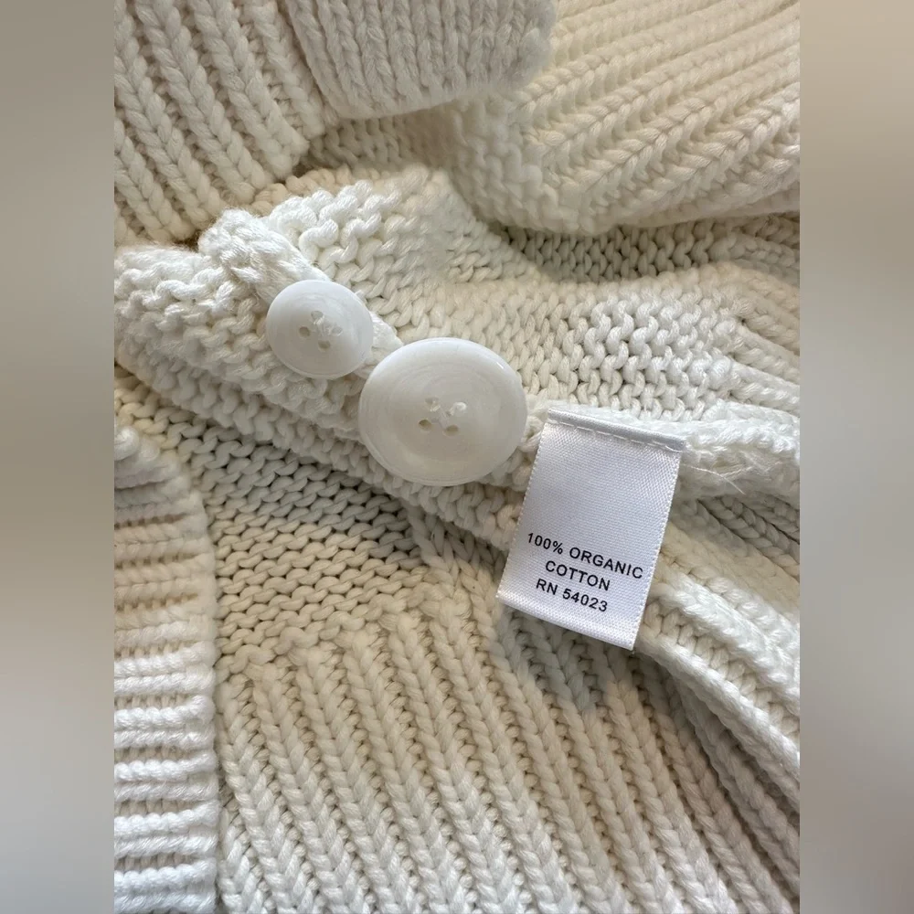 Banana Republic Organic Cotton Ivory Cream Knit Button Down Cardigan Womens Sz S